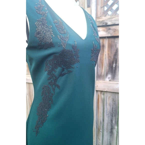 NWT Calvin Klein Beaded Sheath Dress, Green, Size 12 - Picture 2 of 12